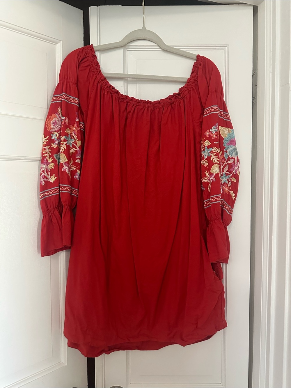 Free People Red Off-Shoulder Embroidered Mini Dress - Picture 5 of 5